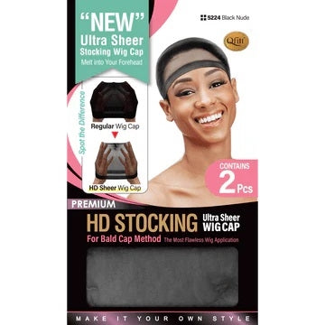 Qfitt HD Stocking Wig Cap Black Nude 5224 – 2 PCS - ANNS BEAUTY SUPPLY